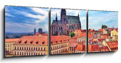 Obraz s hodinami   Brno view , 150 x 50 cm