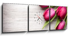 Obraz s hodinami   Tulip., 150 x 50 cm