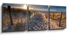 Obraz s hodinami 3D tdln - 150 x 50 cm F_BM62704922 - sunshine over path to beach in North sea