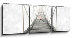 Obraz s hodinami 3D tdln - 150 x 50 cm F_BM62972364 - Rope Bridge Above The Clouds