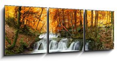 Obraz s hodinami   forest waterfall, 150 x 50 cm