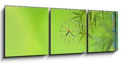 Obraz s hodinami 3D třídílný - 150 x 50 cm F_BM63091641 - dcor relaxant zen asiatique : bambou et galets - dcor relaxant zen asiatique: bambou et galets