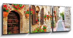 Obraz s hodinami   Picturesque lane with flowers in an Italian hill town, 150 x 50 cm