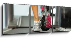 Obraz s hodinami 3D tdln - 150 x 50 cm F_BM63437299 - Running on treadmill