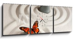 Obraz s hodinami 3D tdln - 150 x 50 cm F_BM63675122 - Zen rocks with butterfly - Zen skly s motlem