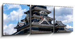 Obraz s hodinami 3D tdln - 150 x 50 cm F_BM63689256 - Matsumoto castle - Zmek Matsumoto