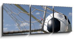 Obraz s hodinami   football  soccer ball in goal, 150 x 50 cm