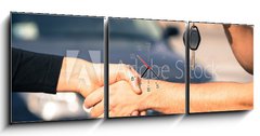 Obraz s hodinami   car sales, 150 x 50 cm