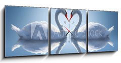 Obraz s hodinami 3D tdln - 150 x 50 cm F_BM64665042 - Romantic two swans,  symbol of love.