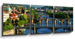 Obraz s hodinami   View of Charles Bridge in Prague from Letensky gardens., 150 x 50 cm