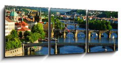 Obraz s hodinami 3D tdln - 150 x 50 cm F_BM64860561 - View of Charles Bridge in Prague from Letensky gardens.