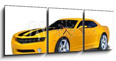 Obraz s hodinami 3D tdln - 150 x 50 cm F_BM6489190 - Yellow Sports Car - lut sportovn auto