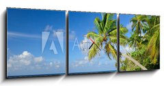 Obraz s hodinami 3D tdln - 150 x 50 cm F_BM64951147 - Strand mit Palmen