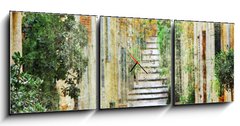 Obraz s hodinami 3D tdln - 150 x 50 cm F_BM64960095 - charming streets of mediterranian, artistic picture