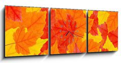 Obraz s hodinami   autumn leaves, 150 x 50 cm