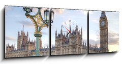 Obraz s hodinami   Big Ben and House of Parliament at Night, 150 x 50 cm