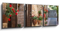 Obraz s hodinami 3D tdln - 150 x 50 cm F_BM66065276 - Vicolo con fiori