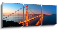 Obraz s hodinami 3D tdln - 150 x 50 cm F_BM66480543 - Golden Gate Bridge