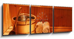 Obraz s hodinami 3D tdln - 150 x 50 cm F_BM67860157 - Wellness und Spa in der Sauna