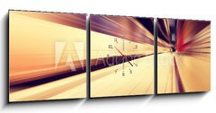 Obraz s hodinami   Train in motion blur in subway station., 150 x 50 cm