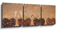 Obraz s hodinami 3D tdln - 150 x 50 cm F_BM68189159 - Coffee Bean Hearts