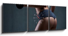 Obraz s hodinami 3D tdln - 150 x 50 cm F_BM68575328 - Very sexy young beautiful ass in thong. Beautiful athletic woman