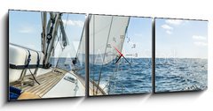 Obraz s hodinami 3D tdln - 150 x 50 cm F_BM68717744 - Yacht sail in the Atlantic ocean at sunny day cruise