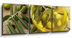 Obraz s hodinami 3D tdln - 150 x 50 cm F_BM69210811 - olive oil and olives