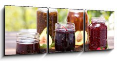 Obraz s hodinami   Homemade fruit jam in the jar, 150 x 50 cm