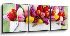 Obraz s hodinami 3D tdln - 150 x 50 cm F_BM69344998 - tulips