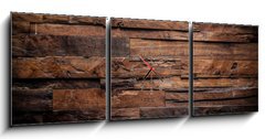 Obraz s hodinami   design of dark wood background, 150 x 50 cm