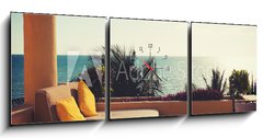 Obraz s hodinami 3D tdln - 150 x 50 cm F_BM69690467 - sea view from balcony of home or hotel room