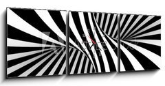 Obraz s hodinami 3D tdln - 150 x 50 cm F_BM69748661 - Black and white abstract - ern a bl abstraktn