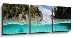 Obraz s hodinami 3D tdln - 150 x 50 cm F_BM69770000 - Tropical Islands and Shallow Water