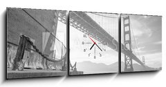 Obraz s hodinami   Golden Gate Bridge Black and White, 150 x 50 cm