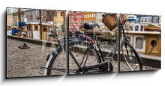 Obraz s hodinami 3D tdln - 150 x 50 cm F_BM69979164 - Classic vintage retro city bicycle in Copenhagen, Denmark