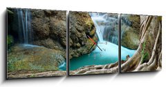 Obraz s hodinami   banyan tree and limestone waterfalls in purity deep forest use n, 150 x 50 cm