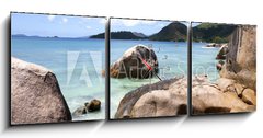 Obraz s hodinami   beach in Seychelles islands, 150 x 50 cm