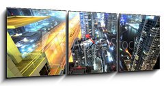 Obraz s hodinami   United Arab Emirates: Dubai skyline at night, 150 x 50 cm