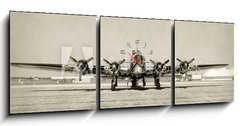 Obraz s hodinami 3D tdln - 150 x 50 cm F_BM70974591 - Old bomber front view