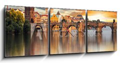 Obraz s hodinami   Prague  Charles bridge, Czech Republic, 150 x 50 cm