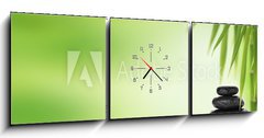 Obraz s hodinami   Spa background with stacked massage stones and bamboo, 150 x 50 cm