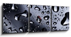 Obraz s hodinami 3D tdln - 150 x 50 cm F_BM71110310 - abstract water drops on polished stainless steel surface