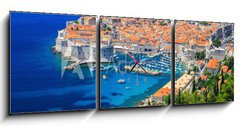 Obraz s hodinami   A panoramic view of the walled city, Dubrovnik Croatia, 150 x 50 cm