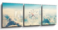 Obraz s hodinami   Blue clouds and sky, 150 x 50 cm