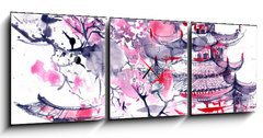 Obraz s hodinami   Japan, 150 x 50 cm
