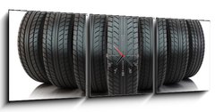 Obraz s hodinami 3D tdln - 150 x 50 cm F_BM72005563 - Group of automotive tires - Skupina automobilovch pneumatik