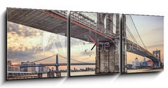 Obraz s hodinami 3D tdln - 150 x 50 cm F_BM72094444 - Brooklyn Bridge over the East River in New York City