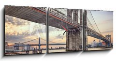 Obraz s hodinami   Brooklyn Bridge over the East River in New York City, 150 x 50 cm