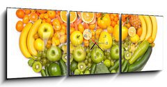 Obraz s hodinami 3D tdln - 150 x 50 cm F_BM73421875 - Rainbow heart of fruits and vegetables